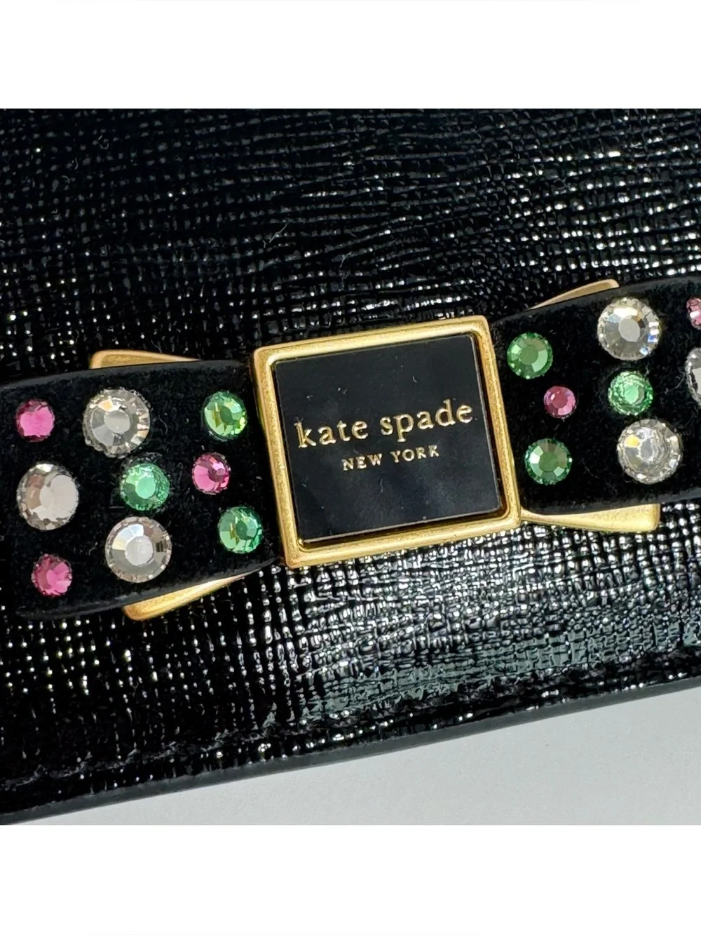 NWOT Kate Spade Morgan Bedazzled Bow Saffiano Leather Wallet Small Bifold